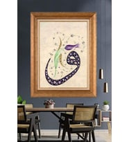 Altın Varaklı  Çerçeveli Paspartulu Tablo ndd1043 (Gold)