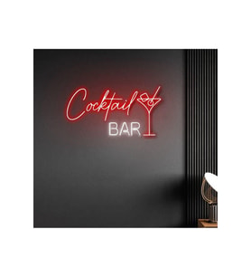 Cocktail BAR Yazılı ve Şekilli Neon Tabela