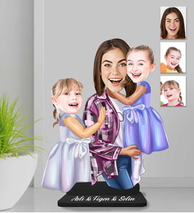 Kişiye Özel Anneler Günü Anne Kızları Ahşap Biblo-1