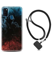 Samsung M21 M22 M23 M30 M31S M32 Kılıf Boyun Askılı Silikon Red Blue Black Abstact 1386