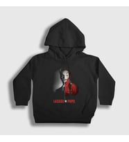 Presmono Unisex Çocuk Siyah Berlin V2 La Casa De Papel Kapüşonlu Sweatshirt 196648tt