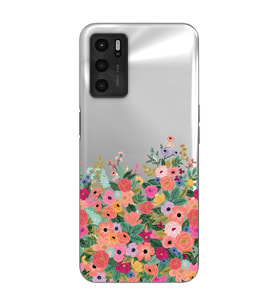 Oppo A16 / A55 Uyumlu Renkli Çiçekler Tasarımlı Şeffaf Telefon Kılıfı