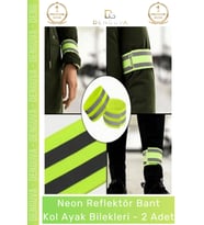 #ReflektörBant Neon Sarı Ultra Parlak Gece Güvenliği Esnek Cırtlı Reflektör Bant Kol Ayak Bilek - 2