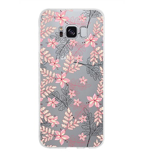 Samsung Galaxy S8 Kapak Floral Kırmızı Tasarımlı Şeffaf Silikon Kılıf