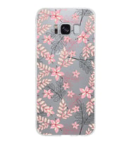 Samsung Galaxy S8 Kapak Floral Kırmızı Tasarımlı Şeffaf Silikon Kılıf