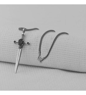 Zirkon Taşlı Şovalye 925 Ayar Gümüş  Erkek Kolye