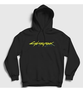 Presmono Unisex Siyah Logo Oyun Cyberpunk 2077 Kapüşonlu Sweatshirt 491517tt