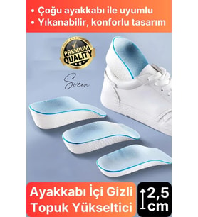 2,5 cm Boy Uzatıcı Tabanlık Gizli Topuk Yükseltici Ortopedik Rahat Konforlu Uzatan Unisex Eva Köpük