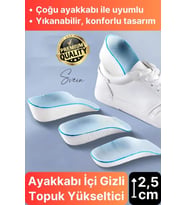 2,5 cm Boy Uzatıcı Tabanlık Gizli Topuk Yükseltici Ortopedik Rahat Konforlu Uzatan Unisex Eva Köpük