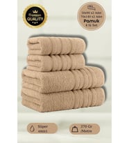4 Lü Banyo Havlusu Seti Dora Bej - 70X140cm x2 / 50x90cm x2
