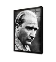 Siyah Beyaz Atatürk Çerçeveli Cam Tablo