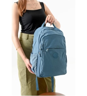Bagacar Bolsas 1092 Su Geçirmez İthal Krinkıl Kumaş Laptop Bölmeli Okul ve Günlük Sırt Çantası Mavi