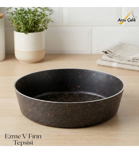 ARZU ÇELİK 28 Cm Granit Ezme V Fırın Tepsisi - Siyah