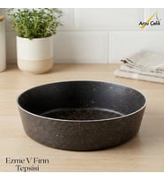 ARZU ÇELİK 28 Cm Granit Ezme V Fırın Tepsisi - Siyah