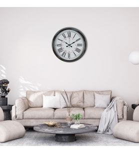 River World Duvar Saati 40 cm Metal Silver Elegance
