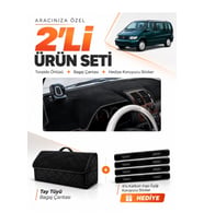 MERCEDES VITO W638 (1996-2003) Uyumlu Torpido Örtüsü + Tay Tüyü Bagaj Çantası + Sticker Seti - Siyah