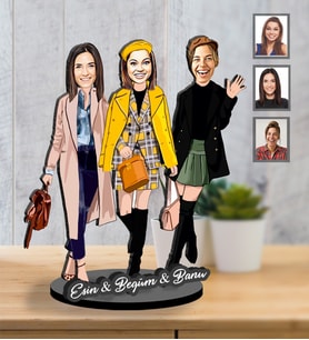 Kişiye Özel Bride To Be Bekarlığa Veda Karikatürlü İki Katmanlı Biblo Mod2