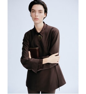 LCW Modest Kahverengi Kruvaze Yaka Kadın Blazer Ceket