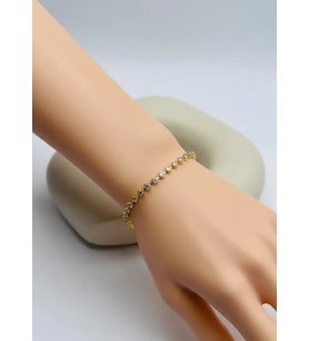 Çelik Gold Mini Yuvarlak Taşlı Su Yolu Bileklik - 26slb44