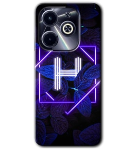 İnfinix Hot 40i Kılıf HD Desen Baskılı Kılıf - Dark Neon Yaprak H Harfi