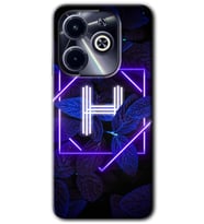 İnfinix Hot 40i Kılıf HD Desen Baskılı Kılıf - Dark Neon Yaprak H Harfi