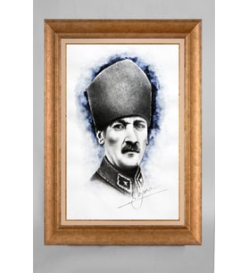 Çerçeveli Paspartulu Atatürk Tablo a319 (Gold)