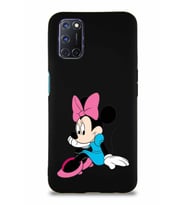 Oppo A92 Soft Premier Kapak Minnie Mouse-E Tasarımlı Silikon Kılıf - Siyah (Şeffaf)