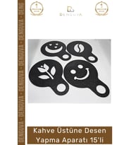#KahveDeseni Barista Latte Art Stencil 3D Baskı Takımı Kahve Üstüne Desen Yapma Aparatı 15'li