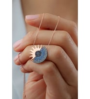 925 Ayar Gümüş Rose Nano Taşlı Güneş Kolye