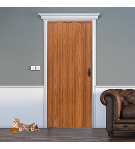 Faran Dekorasyon 115 x 230 Ceviz Renk Camsız Pvc Akordiyon Katlanır Kapı - FRNAKMODEL-125