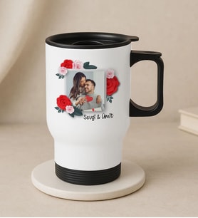 BK Gift Kişiye Özel İsimli Fotoğraflı Kulplu Beyaz Çelik Bardak Termos Mug 450ml-1, Sevgiliye Hediye, Arkadaşa Hediye, Eşe Hediye (Metal)
