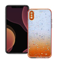 Apple iPhone X / XS Simli Şeffaf Sert Slikon Kılıf (Turuncu)