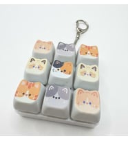Işıklı Klavye Stres Giderici Anahtarlık Mekanik Tuş 9 Tuşlu Kawaii Kedili
