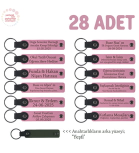 Pembe & Yeşil, Özel Mevlitleriniz İçin İsim Ve Yazı Yazılabilen 28' li Anahtarlık Hediye Set
