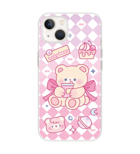 Iphone 14 PLUS Uyumlu Happy Bear Tasarımlı Şeffaf Telefon Kılıfı