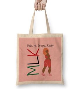 MLK Make His Dreams Reality Mlk Black History Month Blm Black Lives Matter For Women Bez Çanta Uzun Saplı
