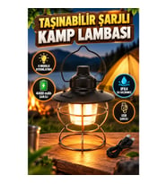 USB Şarjlı Retro LED Kamp Feneri – 4 Modlu, IPX4 Su Geçirmez, 4400 mAh Taşınabilir Aydınlatma
