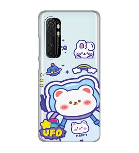 Xiaomi Mi Note 10 LITE Uyumlu Ufo Ayı Tasarımlı Şeffaf Telefon Kılıfı