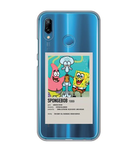 Huawei P20 Lite Uyumlu Sunger Bob Minimalist Poster Desenli Şeffaf Telefon Kılıfı
