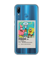Huawei P20 Lite Uyumlu Sunger Bob Minimalist Poster Desenli Şeffaf Telefon Kılıfı