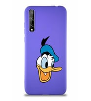 Huawei P Smart S Soft Premier Kapak Donald Duck-A Tasarımlı Silikon Kılıf - Mor (Şeffaf)
