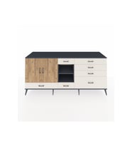 Kronos Konsol 4 Raflı 7 Çekmeceli 2 Kapaklı 220x59x99 Antrasit-Çam/Aytaşı