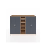 Kronos Dolap 12 Raflı 4 Kapaklı 220x59x163 Çam-Antrasit/Çam