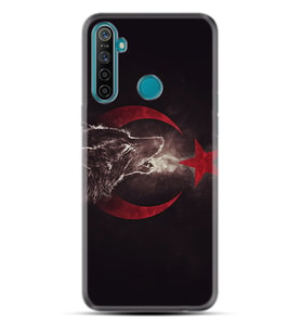 Realme 5i 5 Pro 6i 7 Pro 8 Kılıf Desemli Silikon Kurt ve Ay Yıldız 1403