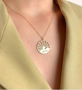 Kişiye Özel 925 Ayar Gümüş Gün Doğumu Tasarım İsim Kolye (Gold)