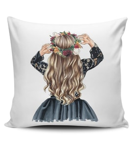 Fashion Girl Dijital Baskılı Kırlent Kılıfı