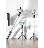 Tripod Kablosuz Bluetooth Bağlantılı Selfie Çubuğu 360 Derece Dönebilen