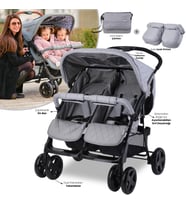 Lorelli Twin Ikiz Bebek Arabası – Cool Grey (Standart)