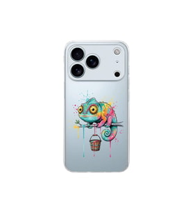 iPhone 17 Pro Max ile Uyumlu Splash Bukalemun Tasarımlı Şeffaf Silikon Kılıf