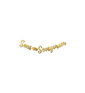 Kaligrafi Banner Gold Seni Seviyorum M248
